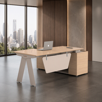 Bureau de direction moderne de luxe en forme de L avec structure en acier, grande table de bureau pour espace de travail de direction