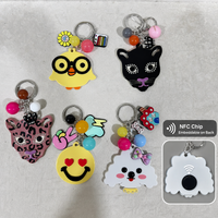 Accessoires de coque de téléphone en acétate à motifs de dessins animés, breloques DIY mignonnes (Fraise, Popcorn, Chiot), carte NFC personnalisée pour avis sur les réseaux sociaux
