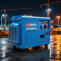 Générateur diesel silencieux portable 7 kW Yuchai YC7GFS-3, groupe électrogène insonorisé avec roues robustes pour un déplacement facile, 230 V