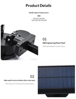 Lampe murale solaire transfrontalière à trois têtes réglables et à intensité variable, avec détecteur de mouvement, étanche IP44, source lumineuse COB, pour jardin (AAA)