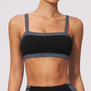 Soutien-gorge de sport pour femme à col carré, bicolore, rembourré, sans armatures, respirant, avec bonnets intégrés et bretelles larges, pour le yoga - Product Image 2