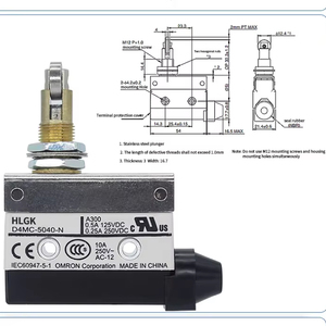 ไมโครสวิตช์รุ่น D4MC ซีรีส์ D4MC-2020 1020 5020 5040-N สวิตช์จำกัดระยะแบบกันน้ำ มีสินค้าในสต็อก D4MC IP67 ทราเวลสวิตช์ D4MC - Product Image 1