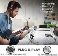 Microphone à condensateur Panvotech Studio avec prise de moniteur 3.5mm pour la diffusion en direct micro studio d'enregistrement