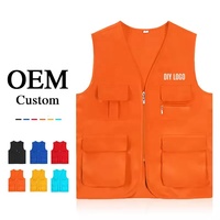 Logo personnalisé multi-poches gilet de pêche décontracté été gilet pour randonnée journaliste photographie Camping fermeture éclair promotionnel