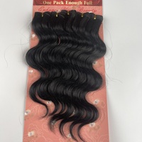 Extensions de cheveux en mèches à coudre, couleur noire, effet cheveux humains 5X, ondulés, bouclés, vente en gros, personnalisation