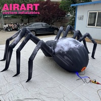 Araignée gonflable noire et grise, araignée gonflable d'Halloween pour la décoration de bâtiments