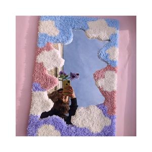 Increíble artesanía púrpura puesta de sol punzón espejo Retro escandinavo <span class=keywords><strong>Grafic</strong></span> marco tufted espejos para pared decoración del hogar - Product Image 1