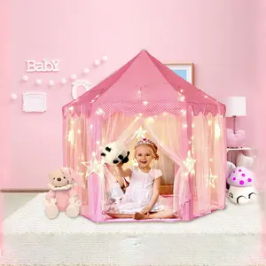 Échantillon gratuit Château de jeu pour bébé, maison de jeu de princesse bon marché pour fille, maison de parc pour enfants intérieure et extérieure, tente de jouet pliable pour enfants/