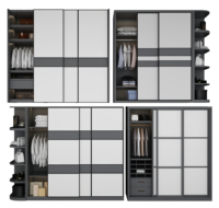 Solution de rangement : Armoire moderne en bois clair avec cadre noir, éclairage intelligent, rangement multi-zones, système de suspension et de tiroirs pliables