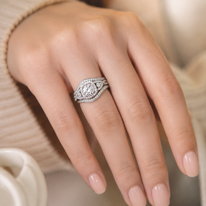Set di Tre Anelli Geometrici a Croce per Donna, Gioielli da Matrimonio - Product Image 2