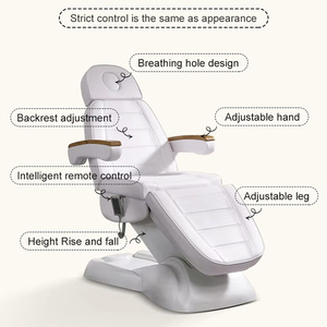 日本のプロのヘッドスパ美容院ホワイトレザーポータブル電気調節可能な熱マッサージテーブルベッド - Product Image 3