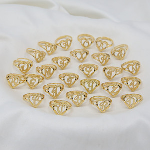 Cincin Nama Wanita Model Hati Terbaru, Hadiah Fashion, Cincin Inisial Huruf Putar Custom, Lapisan Emas Rose, Cincin Hip Hop - Product Image 2