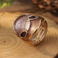 TR48 Großhandel Vergoldeter Ölgemälde-Abstrakt-Ring mit Unregelmäßigem Breitem Band, Esmalte Mujer Elastischer Ring