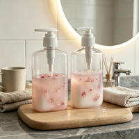 Flacon pompe à lotion en PET transparent de style nordique, distributeur réutilisable pour gel douche, savon pour les mains, accessoire de salle de bain