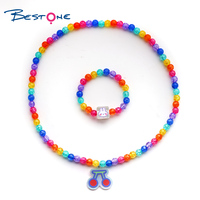 Bestone Vòng Đeo Tay Gilr Tùy Chỉnh Kẹo Hạt Acrylic Vòng Cổ Quyến Rũ Dễ Thương Bộ Trang Sức Trẻ Em