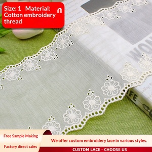 Encaje francés de doble cara con diseño floral de margaritas pequeñas bordadas, accesorios DIY para ropa de mujer, Hanfu y ropa infantil, color albaricoque. - Product Image 2