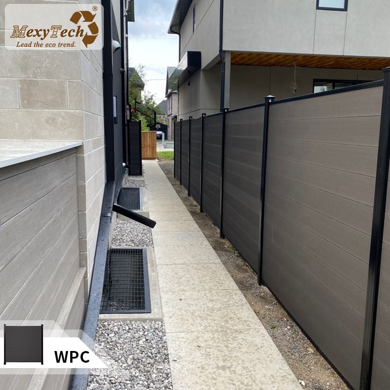 Mexytech Garden Pvs Zaun Vinyl Fechten Großhandel Günstige Kunststoff WPC Outdoor Zaun Wasserdicht PVC 6ft Metall Aluminium gebürstet