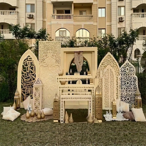 Outdoor Moroccan Theme Event <b>Backdrop</b> <b>Frames</b> Royal wedding Stage <b>Backdrop</b> panel setup Muslim wedding White Mehraab <b>Frames</b> USA - Product Image 1