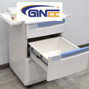 خزانة طبية جانبية للسرير من البلاستيك الأزرق <span class=keywords><strong>ABS</strong></span> من Ginee Medical - أثاث مستشفى طبي مع عجلات وأدراج وخزانة - Product Image 1