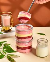 Contenants à dessert en PET transparent de qualité alimentaire, vides, 100 ml, 120 ml, 200 ml, avec couvercles, pour gâteaux, glaces, etc.