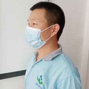 Masque facial jetable non tissé 3 couches civil, masque facial non tissé 3 plis bleu jetable, en stock - Product Image 4