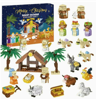 Calendrier de l'Avent de Noël, petit ensemble de blocs de construction, cadeaux DIY pour enfants, 24 pièces, jouets de Noël pour enfants