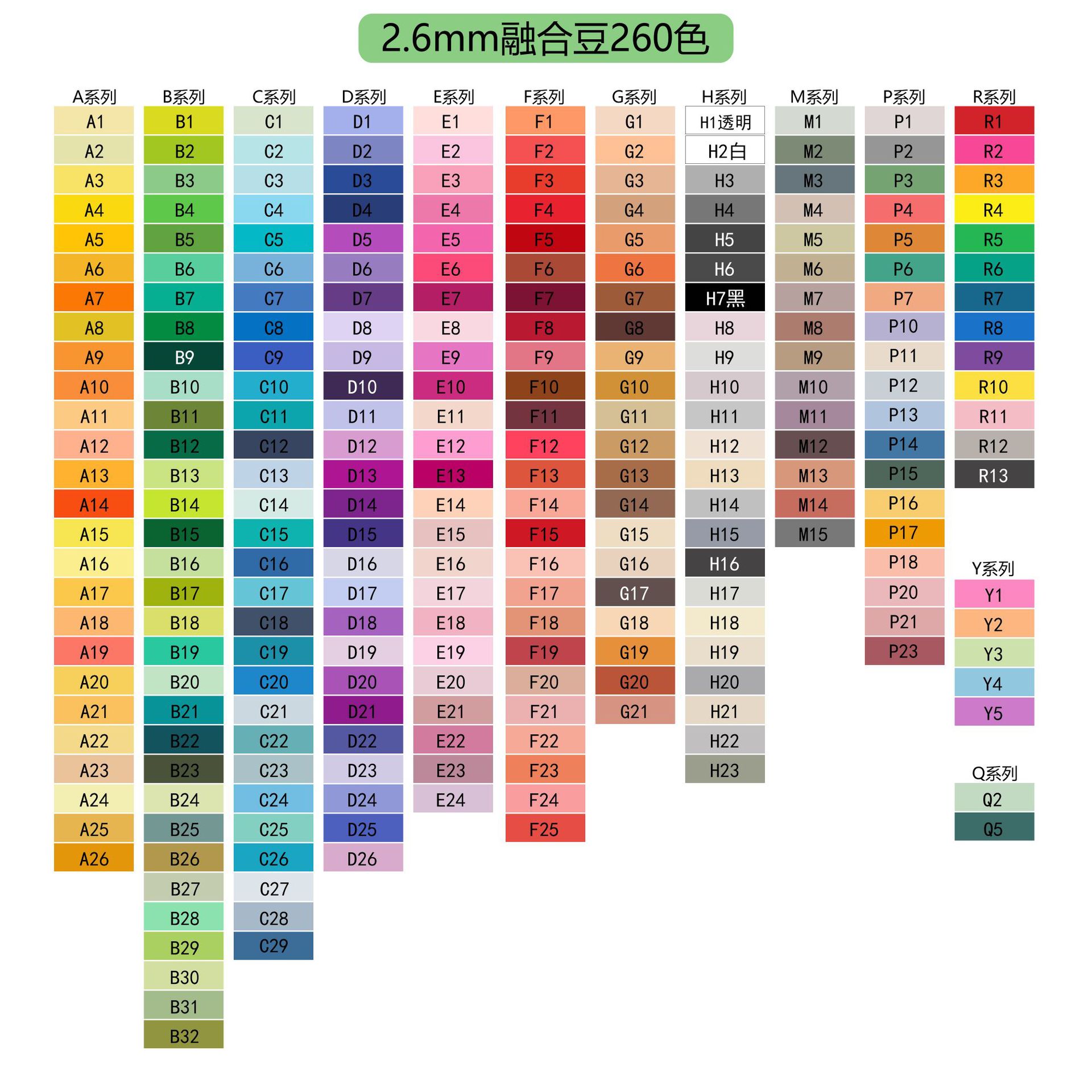26mm fused beans 260 full color system 10g bags color paste