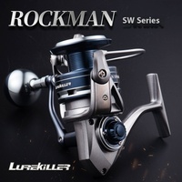 Carrete de Pesca Giratorio Lurekiller Rockman 3000-10000, Relación de Engranajes 6.2:1, 9 Rodamientos, Cuerpo Metálico, Anti-Reverse, para Pesca con Señuelos en Agua Salada y Dulce