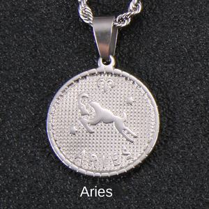 Collar del zodiaco chapado en oro para mujeres y hombres constelación moneda horóscopo astrología colgante collares joyería <span class=keywords><strong>de</strong></span> <span class=keywords><strong>la</strong></span> <span class=keywords><strong>suerte</strong></span> - Product Image 6