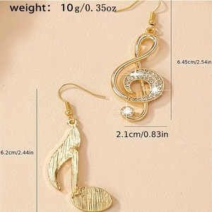 ต่างหูรูปโน้ตดนตรีประดับเพชรพลอย - Product Image 3