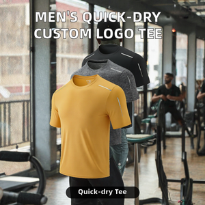 T-shirt de sport pour homme à séchage rapide avec logo personnalisé, 120 GSM, tricoté, respirant, anti-transpiration, athlétique, manches courtes - Product Image 2