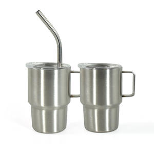 كوب زجاجي مزدوج الجدار 90 AGH مع فراغ 3 أونصة مع قش بمقبض - Product Image 2