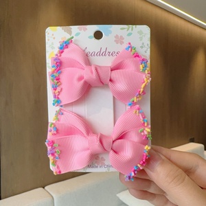 Big Double Stacked Hair <b>Bows</b> <b>Clips</b> Candy Solid Layered Hairbow Handmade Grosgrain Ribbon Hairclips Girls Hair Accessories - Product Image 3