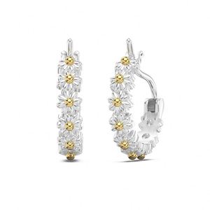 Dylam Cute Style Women Hypoallergenic Sterling Silver Rhodium 18K Gold Plated Eternity Jewelry Flower <b>Daisy</b> Clip on Earrings - Product Image 1