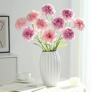 زهور اصطناعية القرنفل أوراق بلاستيكية طويلة الساق القرنفل عيد الأم من الحرير الاصطناعي القرنفل - Product Image 3