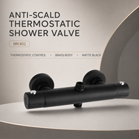 Robinet de douche thermostatique mural en laiton noir mat MK402 anti-brûlure pour salle de bain