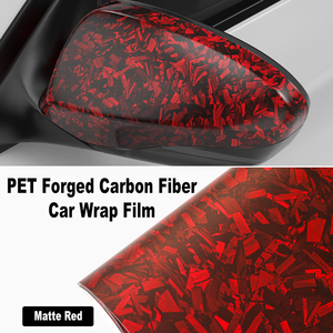 Vinilo Mate Rojo de 6.5mil PET con Fibra de Carbono Forjada para Envoltura de Autos, Resistente a Rayos UV, Impermeable y al Calor, Rollo de 1.52x18m para Vehículos - Product Image 1