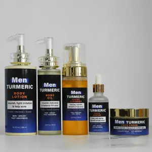 Private Label OEM Natural Men Skincare Kit Facial Cleansing Moisturizing Anti acne Organic turmeric Men's Skin Care Set