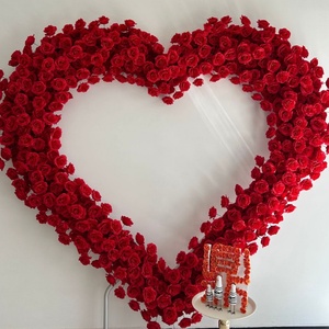 Fondo de Pared de Flores con Base de Tela en Forma de Corazón de Rosa Roja, Decoración para Bodas, Famoso en Internet, Accesorio Decorativo para Ceremonias de <span class=keywords><strong>Matrimonio</strong></span> - Product Image 1