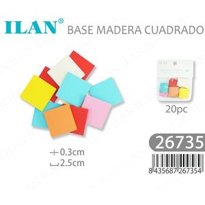 Basi Quadrate in Legno Ilan 2,5x0,3 Cm 20 Pezzi Multicolore per Lavori Artigianali - Product Image 3