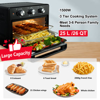 Appareils de cuisine électriques, mini-four grille-pain 25L, friteuse à air, boîtier métallique, double porte vitrée, minuterie de cuisson à chaud 120 min, pour des toasts sains