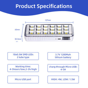 Luz de Emergencia LED Recargable Mini a Precio Económico, Batería de Litio de 1200 mAh, Luz de Emergencia Solar LED Portátil Regulable - Product Image 6