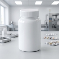 Flacon de médicament rond blanc vide de 90 cc avec bouchon à vis, emballage pharmaceutique, flacon en plastique pour pilules