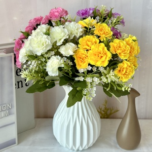 Bouquet Artificiale <span class=keywords><strong>di</strong></span> 10 Piccoli Garofani, Fiori Decorativi ad Alta Simulazione, Composizione in Confezione Regalo, Decorazione per Casa e Festività - Product Image 4