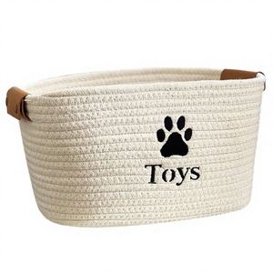 Modern Circle Cotton <b>Rope</b> Woven Eco-Friendly Foldable <b>Storage</b> <b>Basket</b> Size M Multi-Purpose Kitchen Living Room Snack Toy - Product Image 4