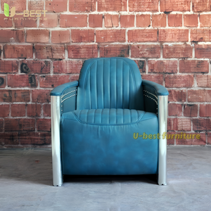 Chaise Aviateur Vintage pour Bar à Cigares Whisky, <span class=keywords><strong>Fauteuil</strong></span> en Cuir Minimaliste en <span class=keywords><strong>Aluminium</strong></span> pour la Maison, le Bureau et les Loisirs - Product Image 5