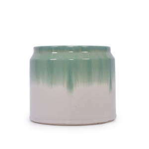 Juego de 2 Macetas de Cerámica Hechas a Mano con Esmalte Degradado Verde-Blanco, Macetas de Cerámica para Flores de 8.5 y 6 Pulgadas de Diámetro - Product Image 2