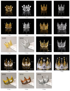 Couronnes en plastique bon marché pour anniversaire, vente d'usine, diadèmes de roi, diadèmes de concours de beauté, diadèmes décoratifs pour enfants, mini couronnes rondes en plastique perlé pour gâteau - Product Image 2