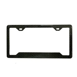 USA And Canada Size Low MOQ 1 Piece Forged Carbon Fiber License Plate Frame - 2 Holes Angled Bottom - Glossy