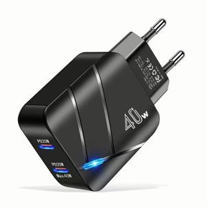Custom Logo 40w <b>USB</b> <b>Adapter</b> Mobile Cell Phone Quick Charger QC3.0 <b>USB</b> <b>C</b> Travel Fast Charging EU/US Plug Wall Charger - Product Image 1